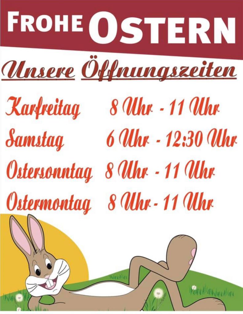 Öffnungszeiten zu Ostern Lipp's Bäcker